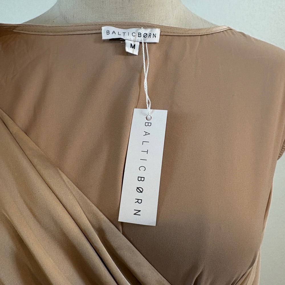 Baltic Born Katya Maxi Dress Women M Gold NWT Satin Ruffle Wrap Gown DD1175 - Picture 6 of 8